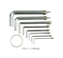 Ключі 6-гранні L-подібні VOREL : на кільці, М1,5-10 мм, Cr-V. Набір 10 Шт. [20/100]