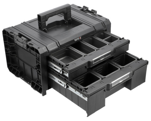 Ящик модульний Т2 системи S12 пластиковий YATO з 2 комірковими шуфлядами, 450x313x245 мм [1]