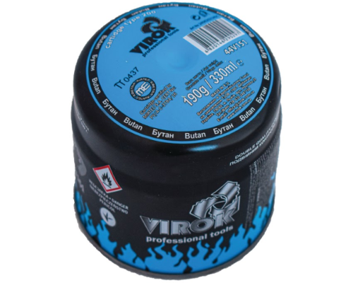 Балон газовий 1-разовий VIROK пробивний. 190g/330ml. type 200 BUTAN (E417) [48]