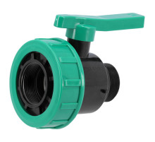 Кран кульовий до водяних пластикових труб  Ø= 3/2" Х 3/2" F/M-різьб FLO з поліпроп, для тиску 16Bar