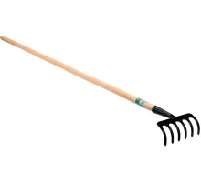 Граблі присадибні, металеві FLO з деревяним держаком, 6 зубів [10]