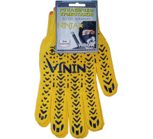 Перчатки трикотажные желтые NINJA из ПВХ (10 класс,хлопок 70%,полиэстр 30%)разм.10