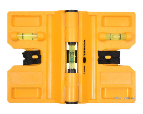 Рівень для встановлення стовбців VOREL з магнітом і капсулами, 190 х 135 мм [25/100]