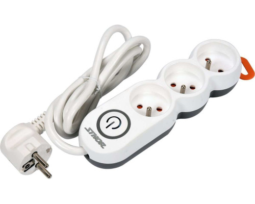 Подовжувач мережевий STHOR: l= 3 м, колодка з 3 гніздами і вмик, 3-жильний Ø=1,5 мм², з заземл [40]