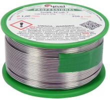 Припой без свинца CYNEL: Ø1 мм, Sn99,3-Cu0,7 проволочный на катушке с флюсом m=250 г [20]