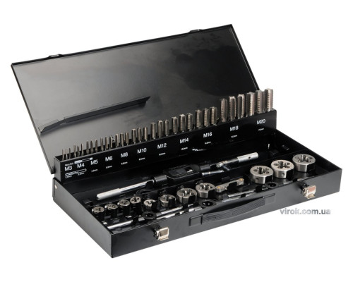 Мітчики і плашки YATO Ø= М3- М20 з воротками і плашкотримачами, 56 елем. [2]