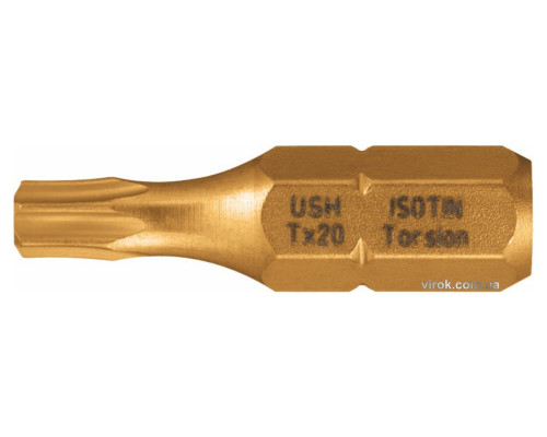 Насадка викруткова USH ISOTIN : TORX T25 x 25 мм. Torsion, титанове покриття. Уп. 10 шт.