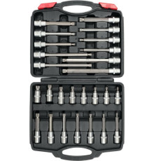 Набір головок торцевих з насадками SPLINE YATO до квадрату 1/2". М5-М16, l= 55-200 мм, 26 елем. [3]