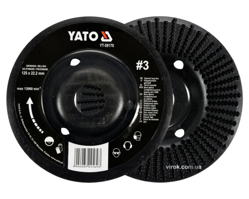 Диск-фреза шліфувальний YATO по дереву, ПВХ, гіпсу; Ø=125/22.2 мм, шорсткість №3 [10]