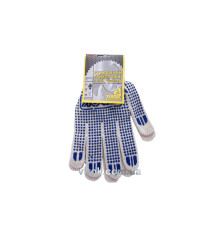 Рукавиці трикотажні VIROK білі з ПВХ крапкою (5 ниток; 70%- бавовна, 30%- поліестер), розм. 10