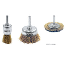 Щетки проволочные YATO Ø=20/50/50мм со шпинделями[12/60]