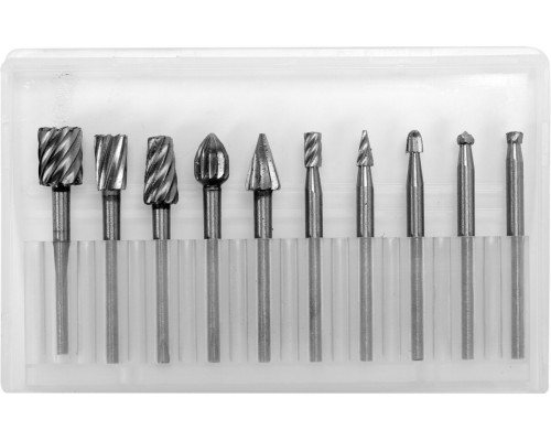 Фрези різної форми до мінішліфмашинок YATO, Ø= 2-12 мм, l= 40 мм з шпинделем Ø= 3,2 мм, компл. 10шт.