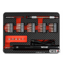 Викрутка акумул. з набором біт YATO : Li-Ion 3.6В 450 мАгод, LED-підсвітка, HEX-1/4", CrV, 39шт+кейс