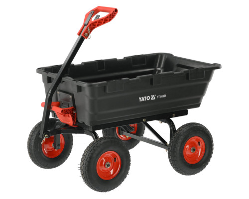 Візок присадибний самоскидний на 4 колесах YATO з поворот дишлом, 116х 81х 103 см, навантаж- 550 кг