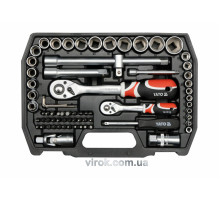 Набір головок торцевих YATO : квадрат 1/4"; 1/2" з інструментами, насадки викруткові. 72 шт.[4]