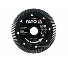 Диск відрізний алмазний по гресу,кераміці "TURBO" YATO Ø=125x1.3x10x22.2мм,в мокрому і сухому режимі