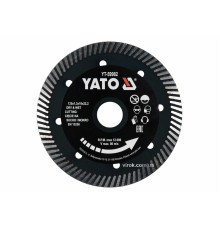 Диск відрізний алмазний по гресу,кераміці "TURBO" YATO Ø=125x1.3x10x22.2мм,в мокрому і сухому режимі