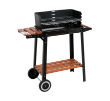 Гриль прямоугольный угольный LUND, 46х27 см, на 4 ножках (с 2 колесами) с 2 полками; 83х41х85 см