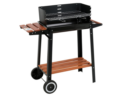 Гриль прямоугольный угольный LUND, 46х27 см, на 4 ножках (с 2 колесами) с 2 полками; 83х41х85 см