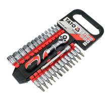 Набор торцевых головок YATO Cr-Van, квадрат 1/4" с трещаткой и удлинителем. 28 шт [5/10]