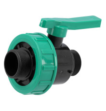 Кран шаровой к водяным пластиковым трубам Ø= 3/2" Х 3/2" M/M-резьб FLO из полипроп, для давления 16Bar