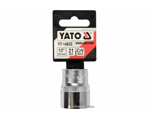 Головка торцева YATO : квадрат 1/2", SPLINE M21 мм, L= 38 мм. CrV [Блістер] [10/160]