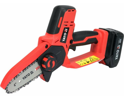 Пила ланцюгова акумуляторна YATO : 18 В Li-Ion 2 АГод, шина- 4"/10 см [4]