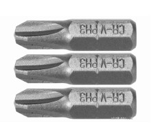 Насадки викруткові STHOR : Phillips PH1, PH2, PH3 x 25 мм, HEX 1/4", Cr-V, 3 шт (DW)