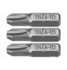 Насадки викруткові STHOR : Phillips PH1, PH2, PH3 x 25 мм, HEX 1/4", Cr-V, 3 шт (DW)