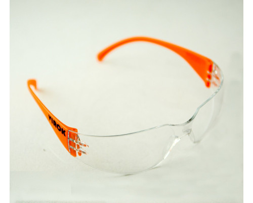 Окуляри захисні VIROK полікар+пласт,прозорі ,покриття від запотівання та подряпин,відкриті (60)