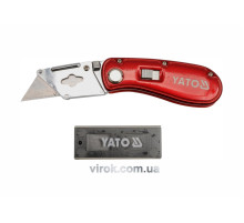 Нож YATO сложен : трапецевидное лезвие, h=33 мм, L=61 мм +5 лезвий [12/72]