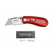 Нож YATO сложен : трапецевидное лезвие, h=33 мм, L=61 мм +5 лезвий [12/72]
