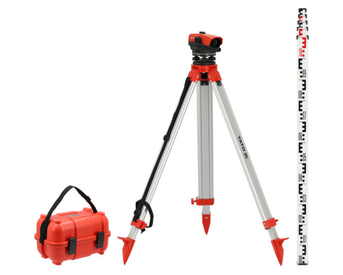 Нивелир опт авто-настройка. из штатив и рейк YATO объект Ø= 38мм, крат- 32Х радиус- 1-55 м, точн- 1мм/30м