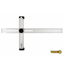 Кутник алюмінієвий регулювальний VOREL : 600 х 320 мм, з розмітками кутів 30-75° [6/12]