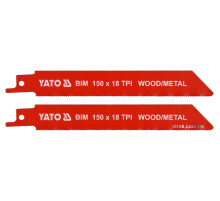 Полотна по дереву і металу, бі-металеві, до шаблевої пили YATO: l=150мм, h=1мм, 18 зубів/1", 2шт[10]