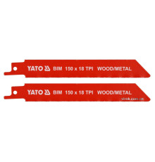 Полотна по дереву і металу, бі-металеві, до шаблевої пили YATO: l=150мм, h=1мм, 18 зубів/1", 2шт[10]