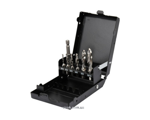 Набор сверл-метчиков YATO М3-М10, HSS М2, HEX-1/4", с удлинителем l=60 мм, 7 шт [5/60]