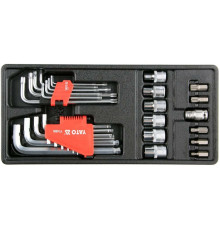 Вклад до інструментальної шафи YATO: Г-подібні 6-гран. і TORX ключі + насадки, 31 шт [8]