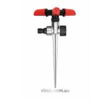 Ороситель вращающийся 3-сторонний YATO на колу, к шлангу 1/2", предел действия - 12 м, ABS-пластик +цинк [48]