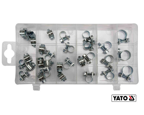Хомуты винтозатяжные металлические YATO: Ø= 6-16 мм, 30 шт [24/720]
