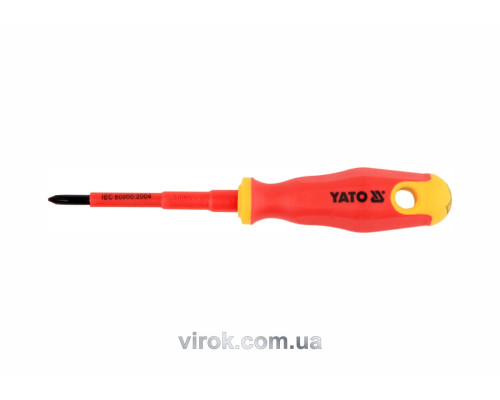 Викрутка хрестова діелектрична ізольована YATO : PH1 x 80 мм. VDE до 1000V [12/120]