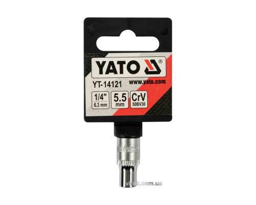 Головка торцева 6-гранна YATO : квадрат 1/4", М5.5, CrV [Блістер] [12/360]