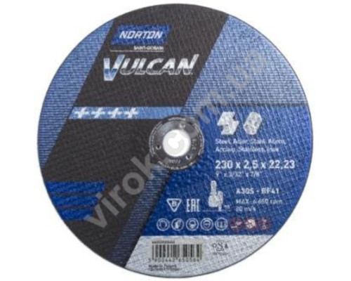 Диск відрізний по металу і нержав. сталі тм "NORTON VULCAN"; Ø= 230х22,2 мм, t= 2.5 мм