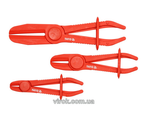 Затискачі для патрубків YATO з фіксаторами, 1/4"-3/4", 1/2"-5/4", 3/4"-9/4", Набір 3 шт.[25/50]
