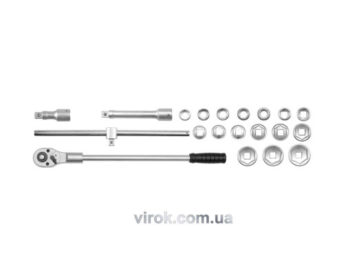 Набор торцевых головок YATO : квадрат 3/4", М=19-50 мм с инструментами, 21 шт. [1/49]