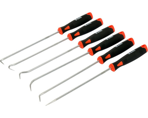 Набор длинных крючков с ручкой YATO и шило l=240 мм, компл. 6 шт [6/48/570]