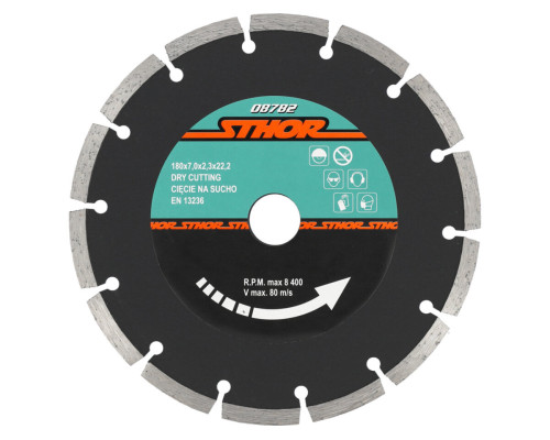 Диск відрізний алмазний сегментний STHOR : Ø= 180 мм, t-2.3 х h- 7 мм по кам, бетоні, кераміці(DW)