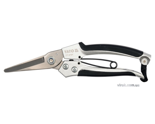 Секатор YATO : Нержавіюча сталь, алюміній, L= 200 мм, лезо M= 55 мм [12/60]