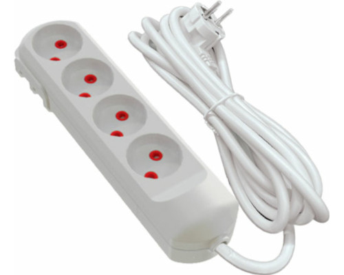 Подовжувач мережевий VIROK: l= 5 м, з 4 гніздами без заземлення