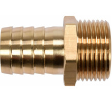 Штуцер для сопряжения водяного насоса со шлангом латунный FLO "елочка" FI 25- резьба М32 [10/80]